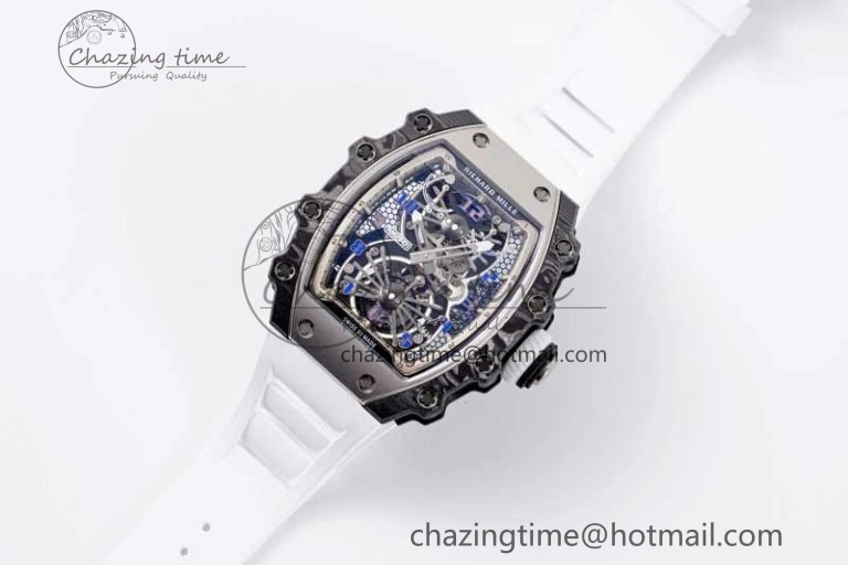 RM21-01 SS Tourbillon RMF Best Edition Skeleton Dial on White Rubber Strap Cozy 9387