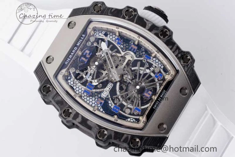 RM21-01 SS Tourbillon RMF Best Edition Skeleton Dial on White Rubber Strap Cozy 9387