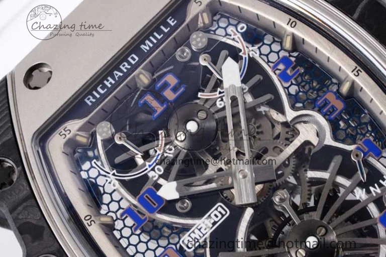 RM21-01 SS Tourbillon RMF Best Edition Skeleton Dial on White Rubber Strap Cozy 9387