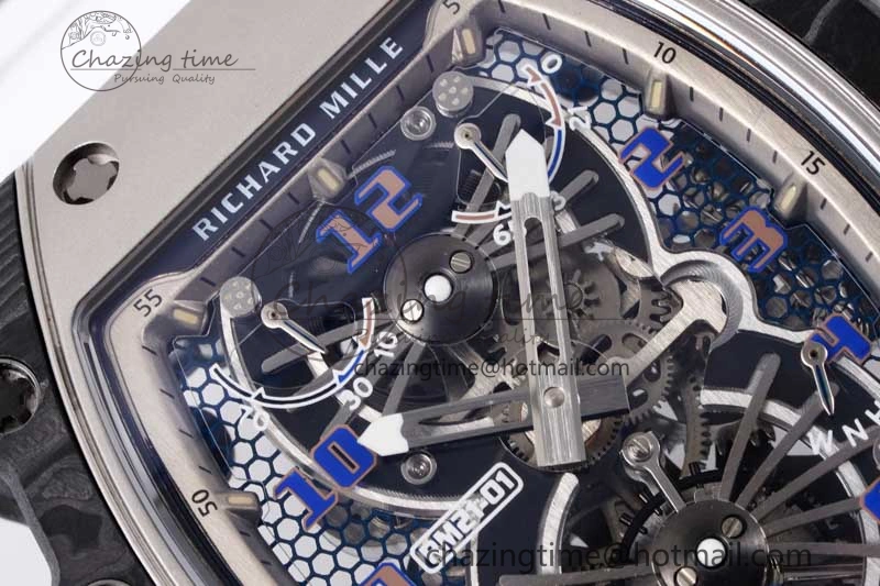 RM21-01 SS Tourbillon RMF Best Edition Skeleton Dial on White Rubber Strap Cozy 9387