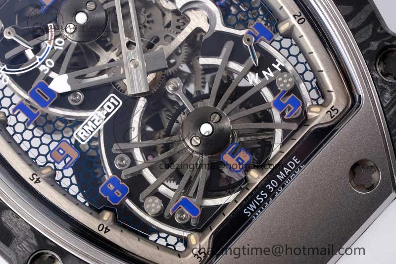 RM21-01 SS Tourbillon RMF Best Edition Skeleton Dial on White Rubber Strap Cozy 9387
