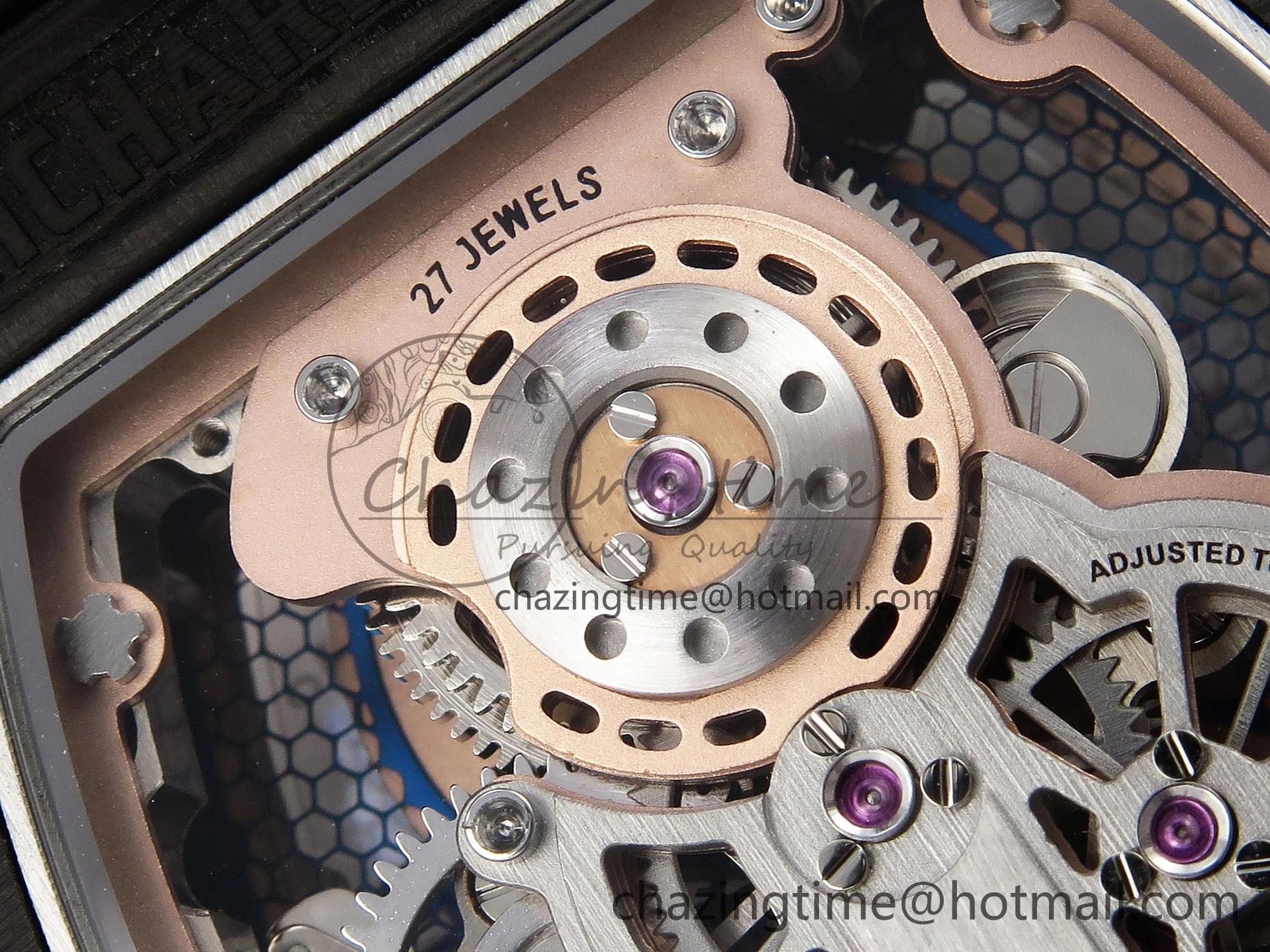 RM21-01 Tourbillon NTPT RMF Best Edition RG Bezel Skeleton Dial on Black Rubber Strap Trendsetting 9318