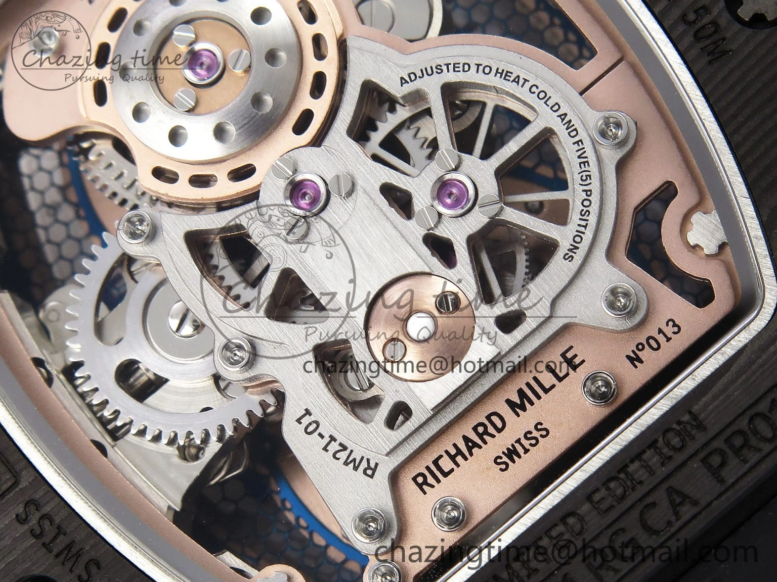 RM21-01 Tourbillon NTPT RMF Best Edition RG Bezel Skeleton Dial on Black Rubber Strap Trendsetting 9318