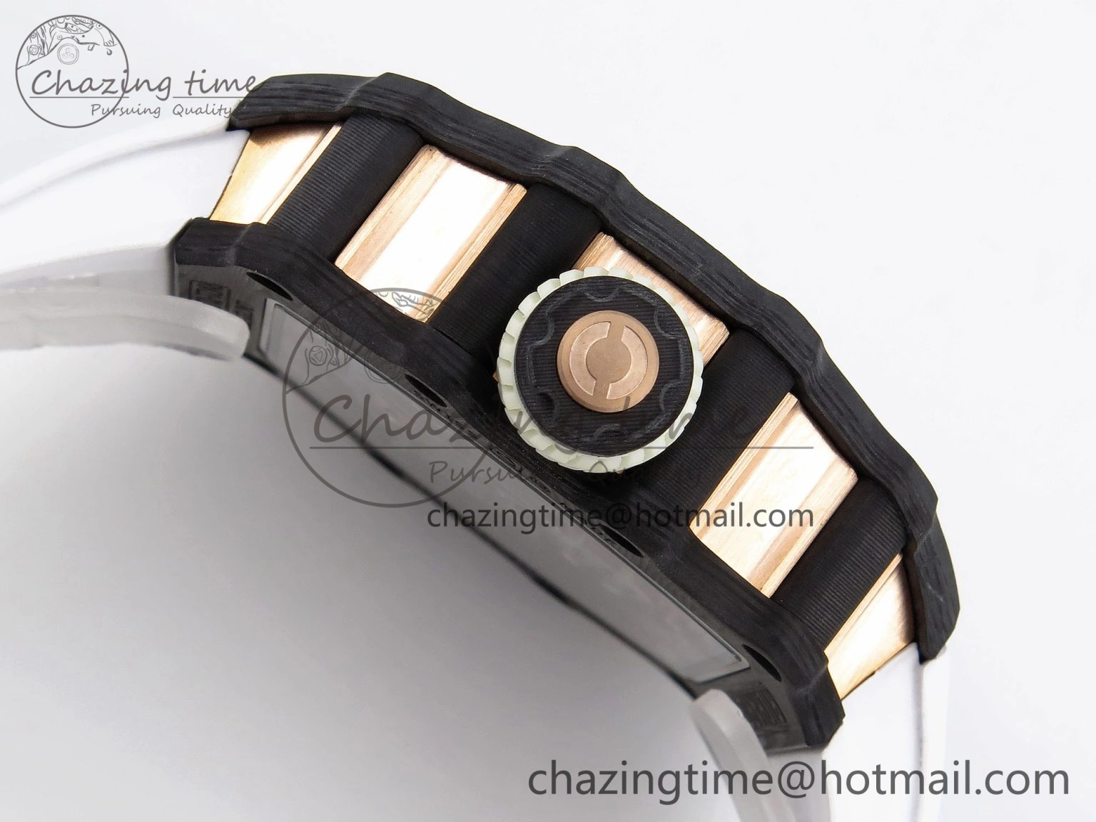 Durable RM21-01 Tourbillon NTPT RMF Best Edition RG Bezel Skeleton Dial on White Rubber Strap 9320