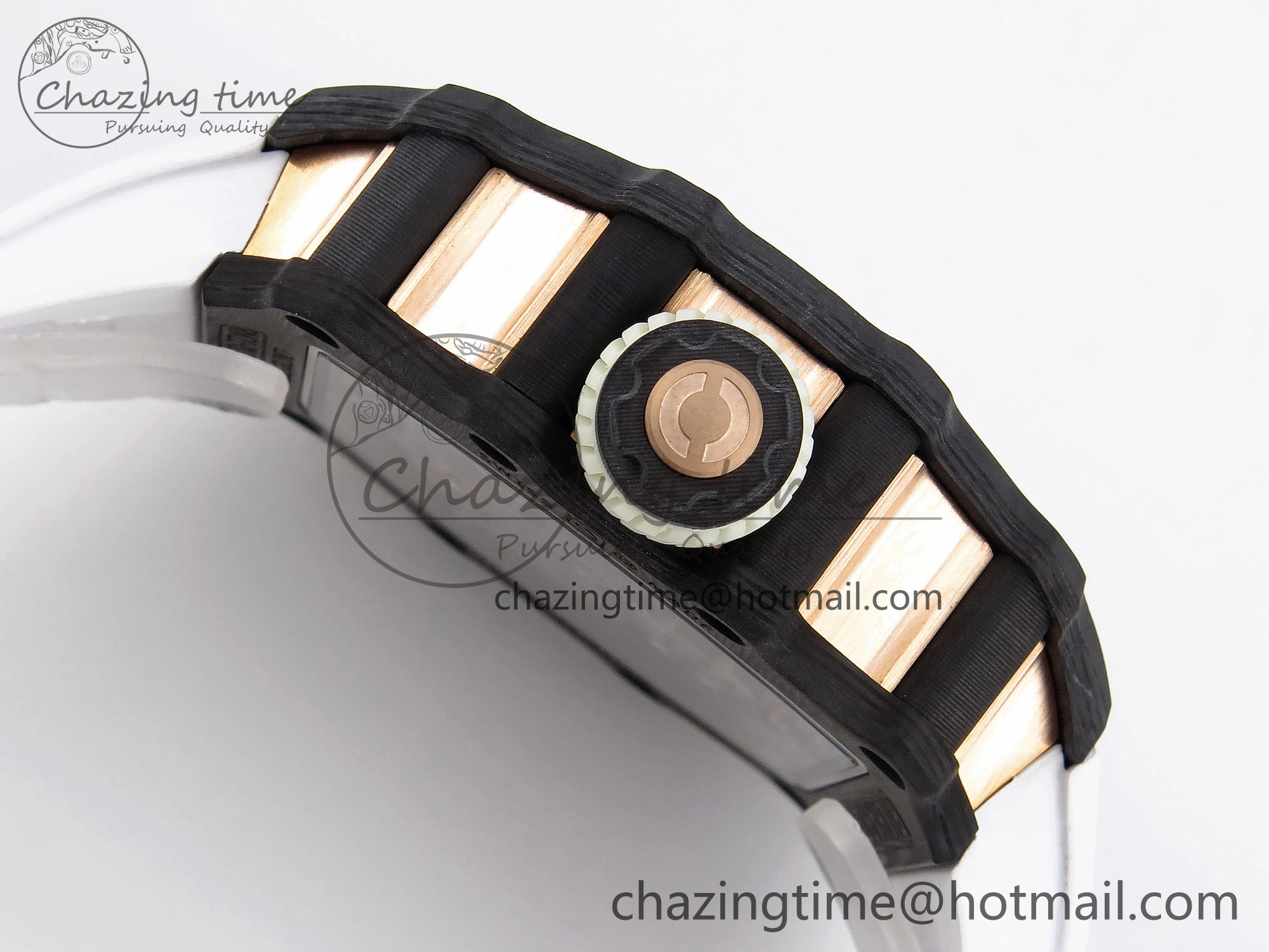 Durable RM21-01 Tourbillon NTPT RMF Best Edition RG Bezel Skeleton Dial on White Rubber Strap 9320