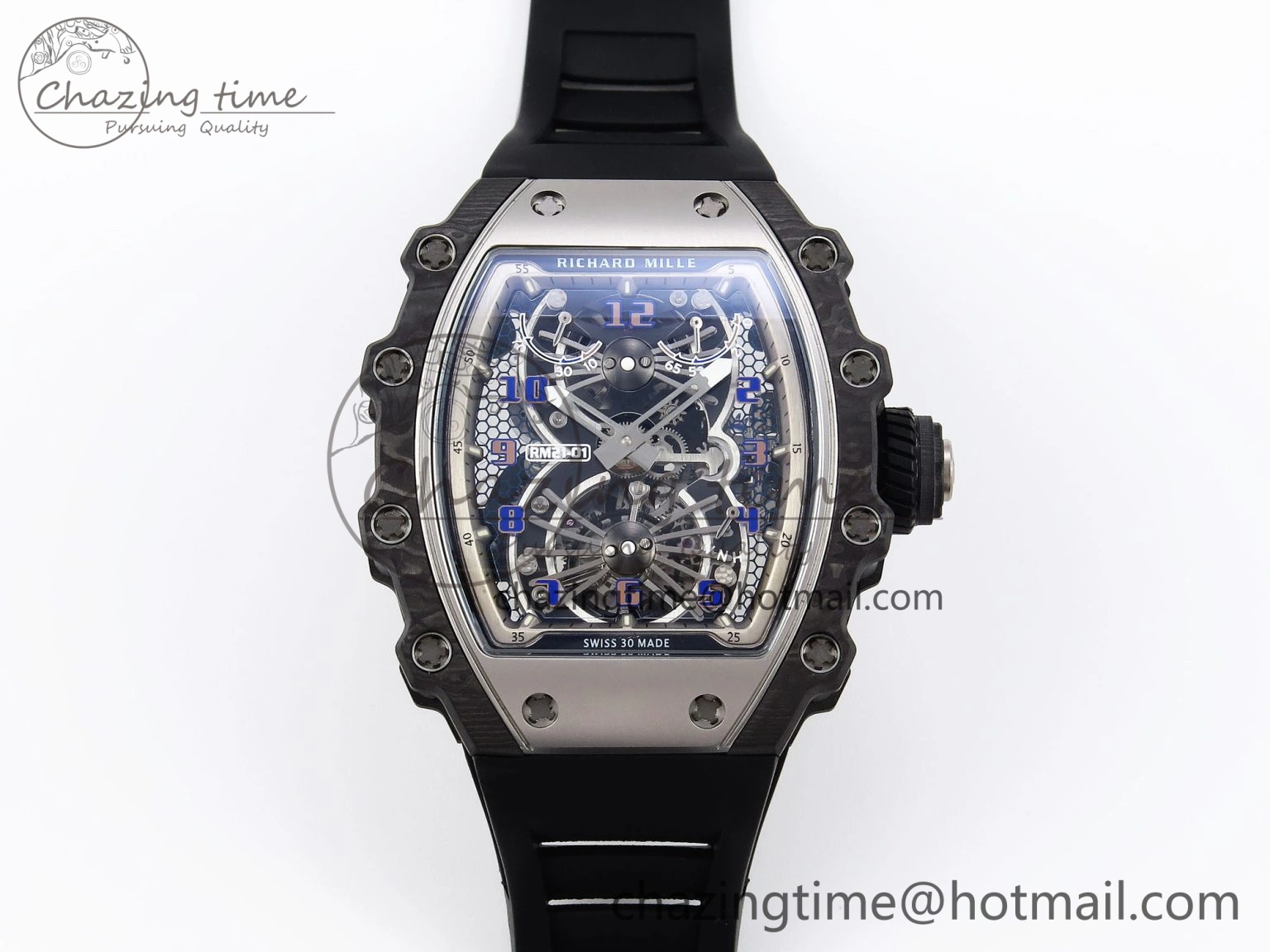 FlexibleFit RM21-01 Tourbillon NTPT RMF Best Edition Skeleton Dial on Black Rubber Strap 9319