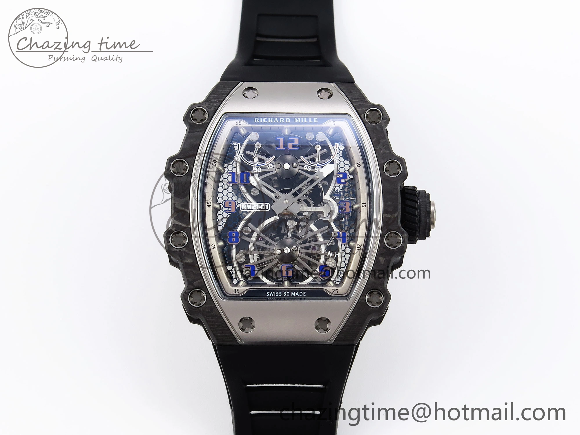 FlexibleFit RM21-01 Tourbillon NTPT RMF Best Edition Skeleton Dial on Black Rubber Strap 9319