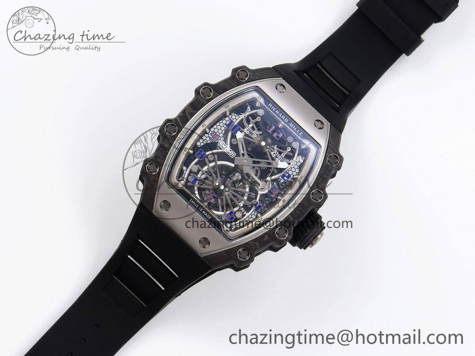 FlexibleFit RM21-01 Tourbillon NTPT RMF Best Edition Skeleton Dial on Black Rubber Strap 9319