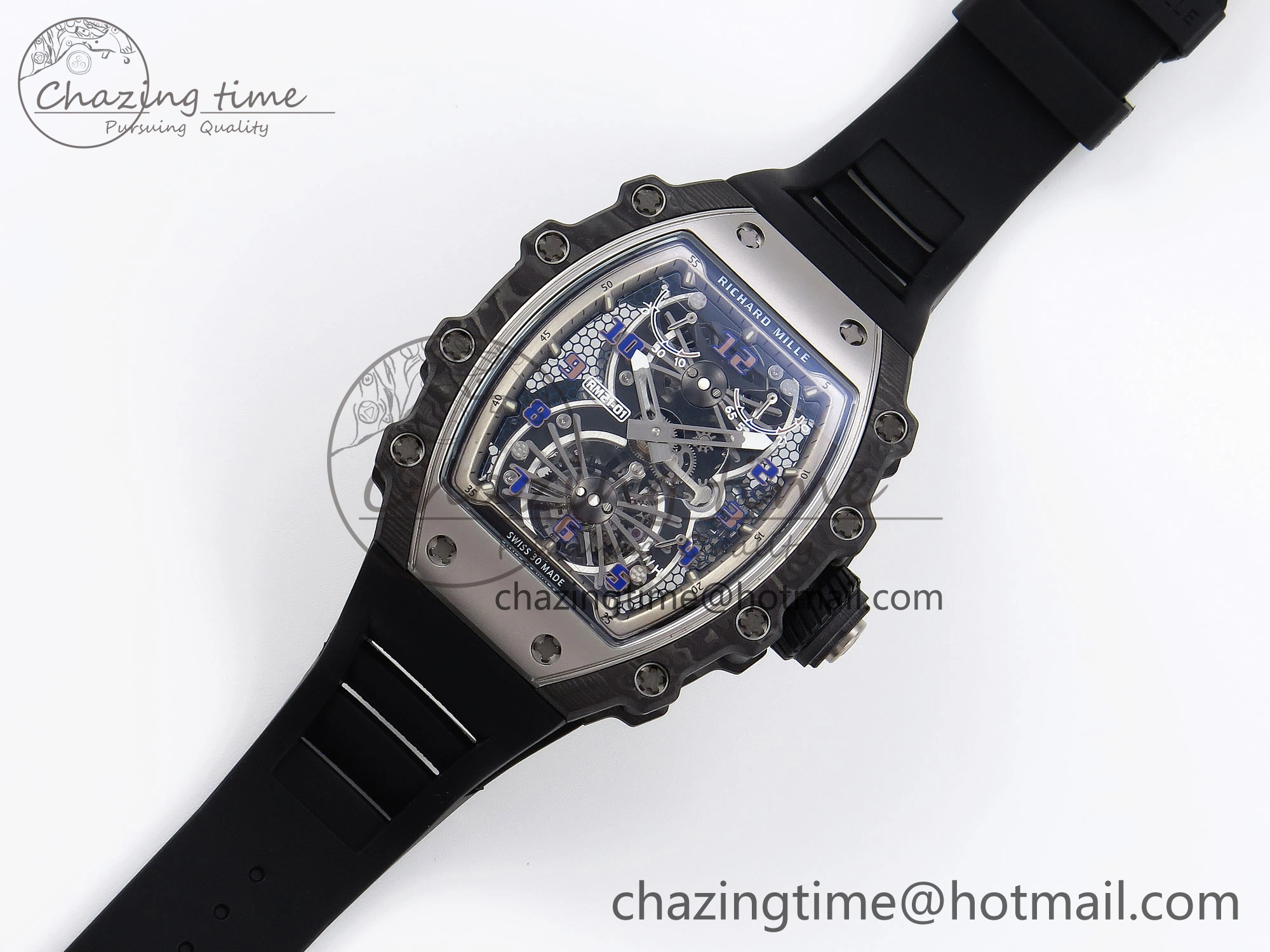 FlexibleFit RM21-01 Tourbillon NTPT RMF Best Edition Skeleton Dial on Black Rubber Strap 9319