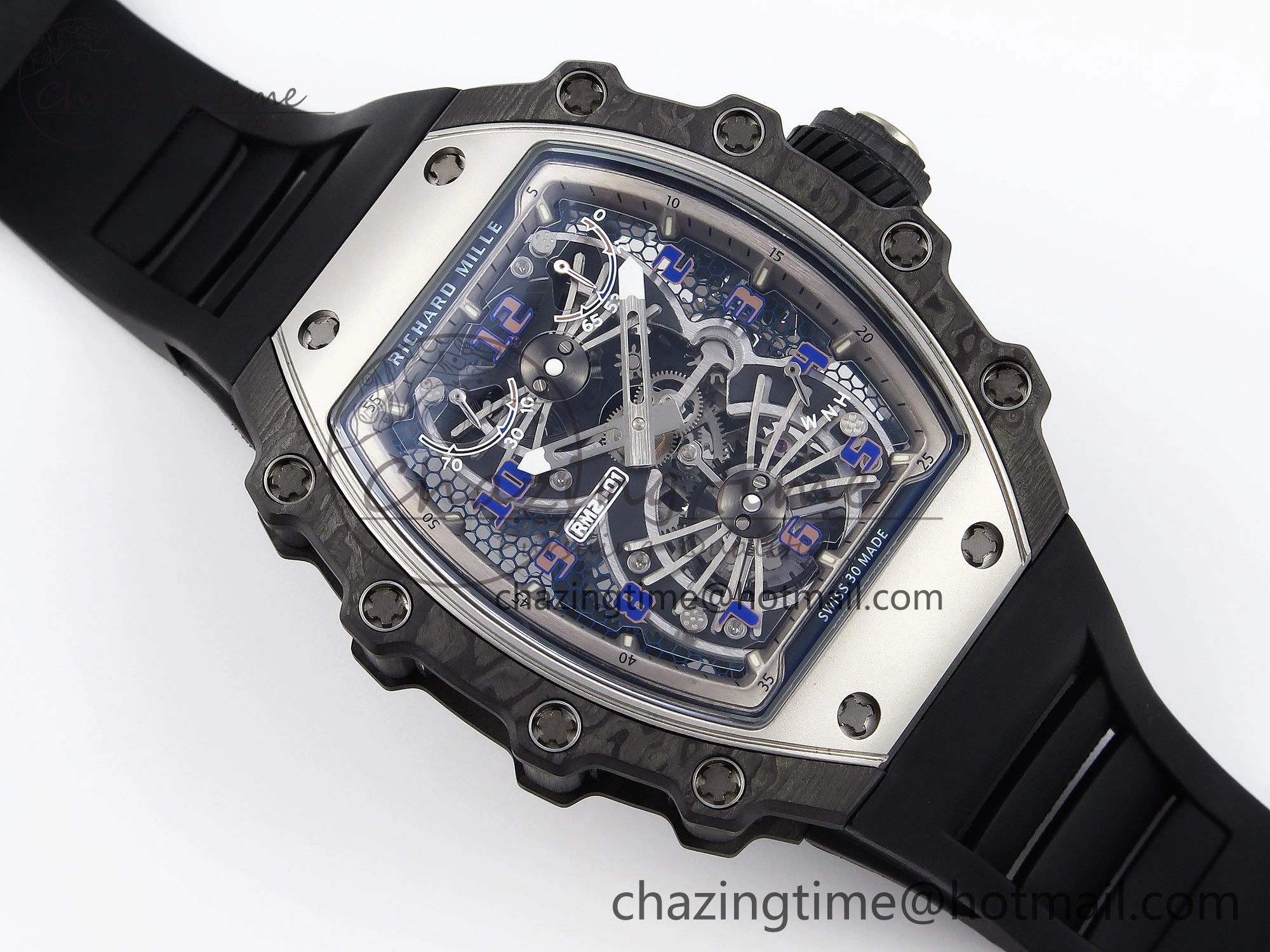 FlexibleFit RM21-01 Tourbillon NTPT RMF Best Edition Skeleton Dial on Black Rubber Strap 9319