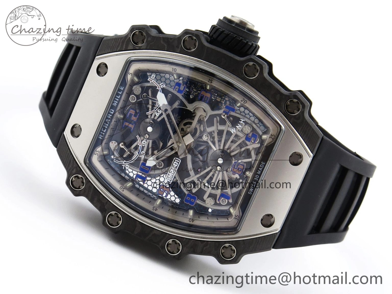 FlexibleFit RM21-01 Tourbillon NTPT RMF Best Edition Skeleton Dial on Black Rubber Strap 9319