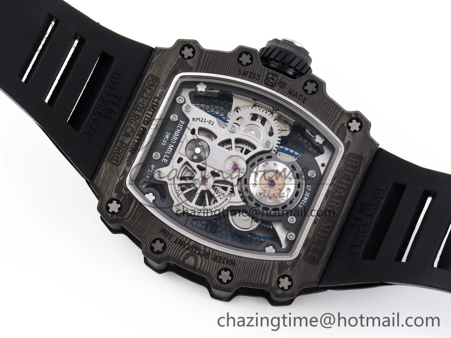 FlexibleFit RM21-01 Tourbillon NTPT RMF Best Edition Skeleton Dial on Black Rubber Strap 9319