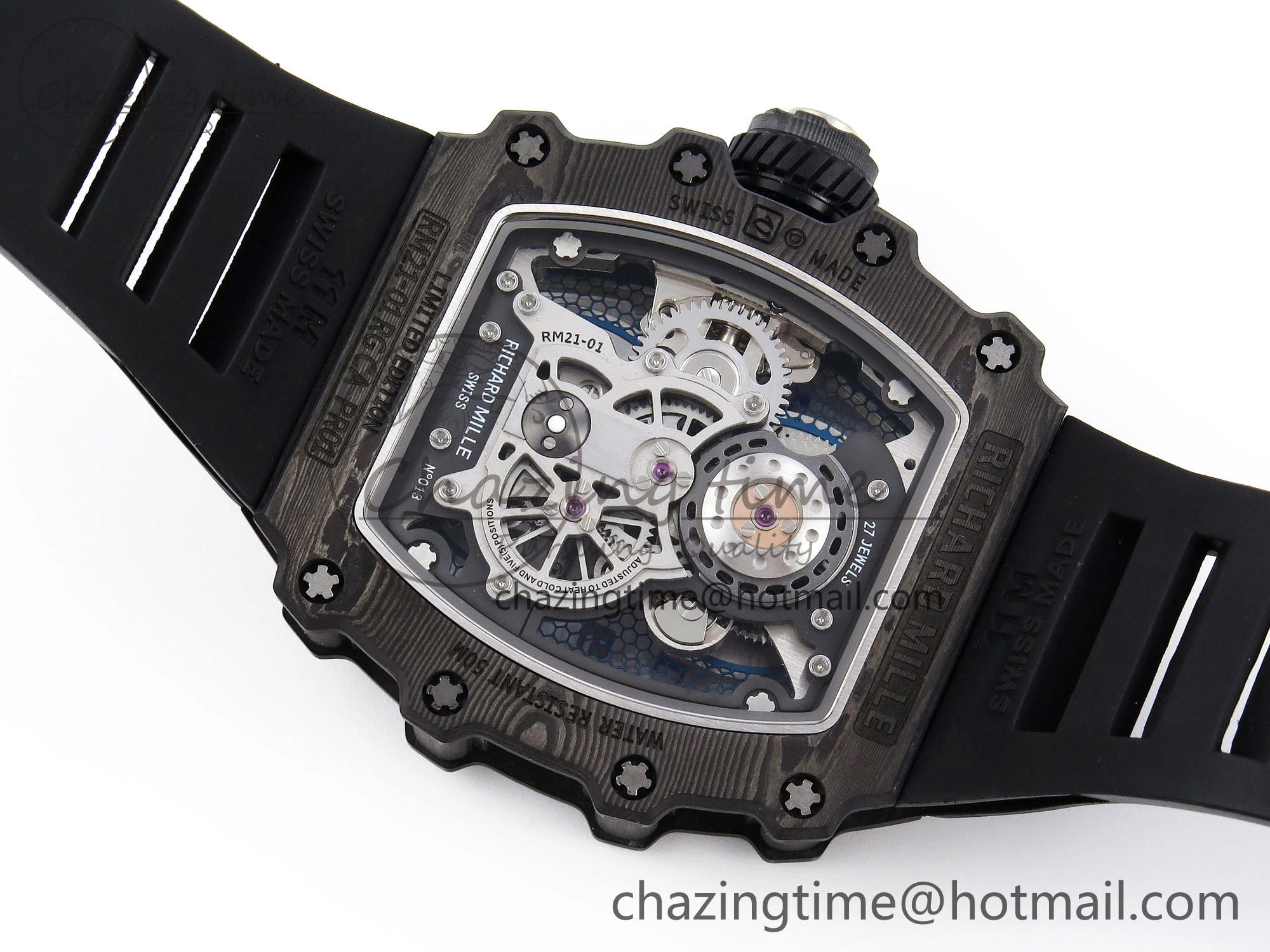 FlexibleFit RM21-01 Tourbillon NTPT RMF Best Edition Skeleton Dial on Black Rubber Strap 9319