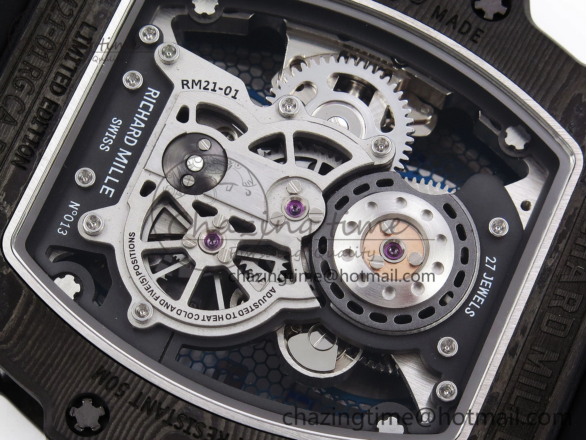FlexibleFit RM21-01 Tourbillon NTPT RMF Best Edition Skeleton Dial on Black Rubber Strap 9319