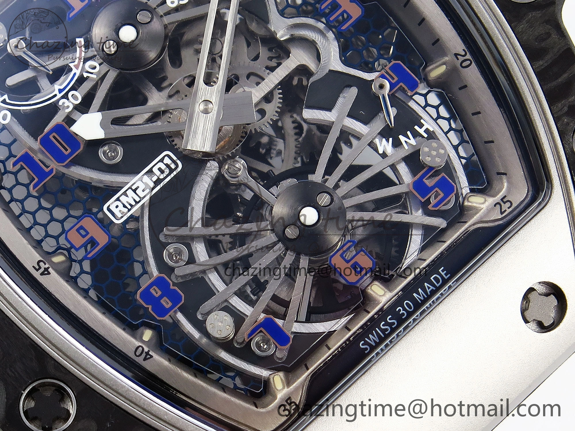 RM21-01 Tourbillon NTPT RMF Best Edition Skeleton Dial on White Rubber Strap Tailored 9322