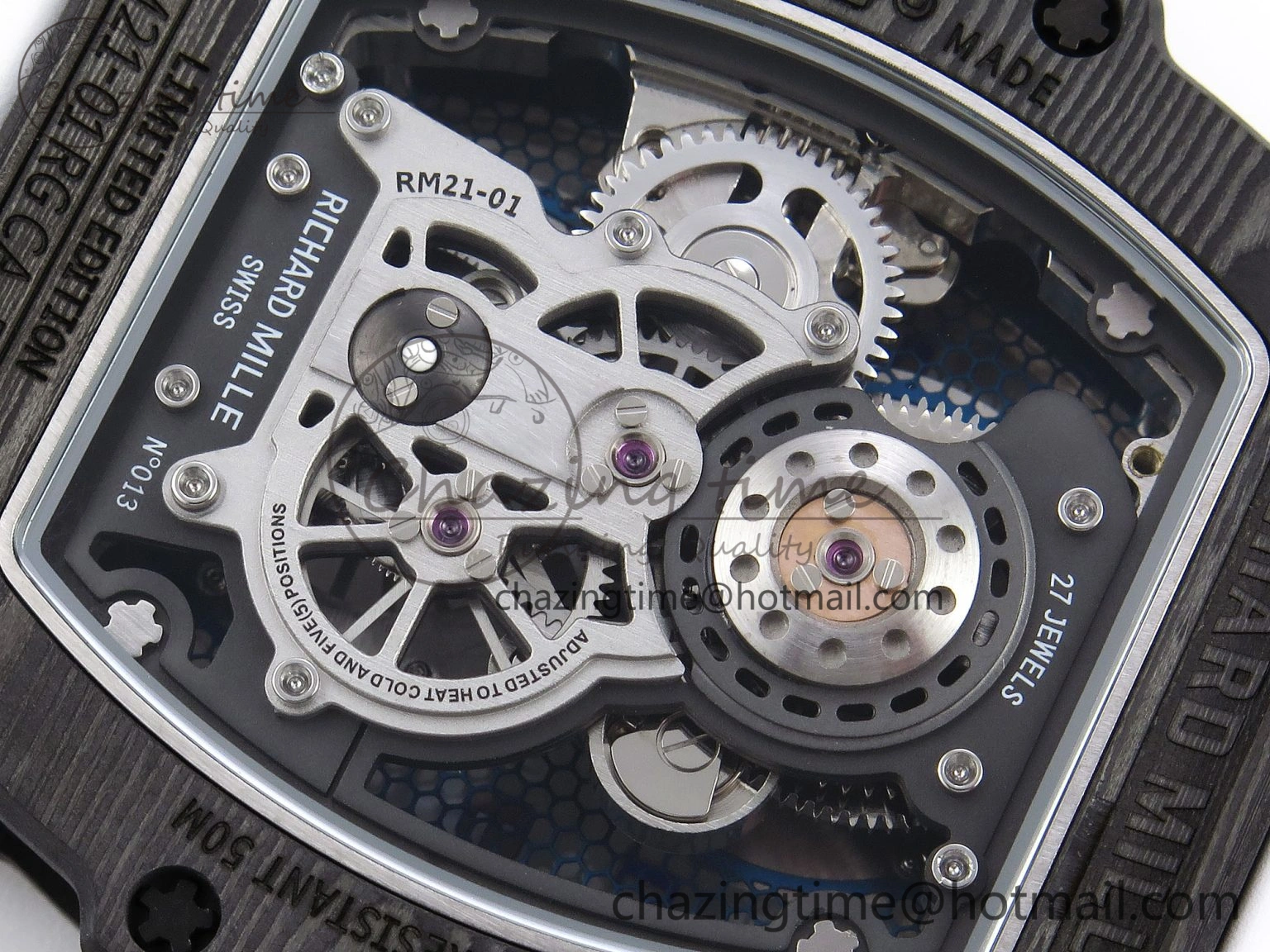 RM21-01 Tourbillon NTPT RMF Best Edition Skeleton Dial on White Rubber Strap Tailored 9322