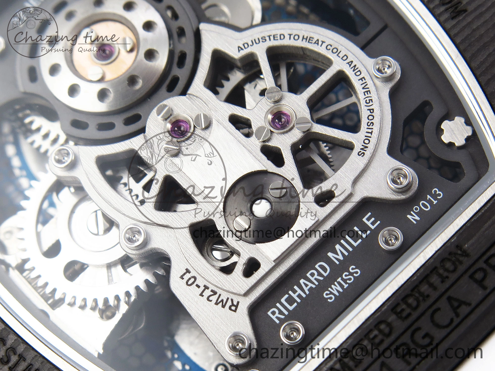 RM21-01 Tourbillon NTPT RMF Best Edition Skeleton Dial on White Rubber Strap Tailored 9322