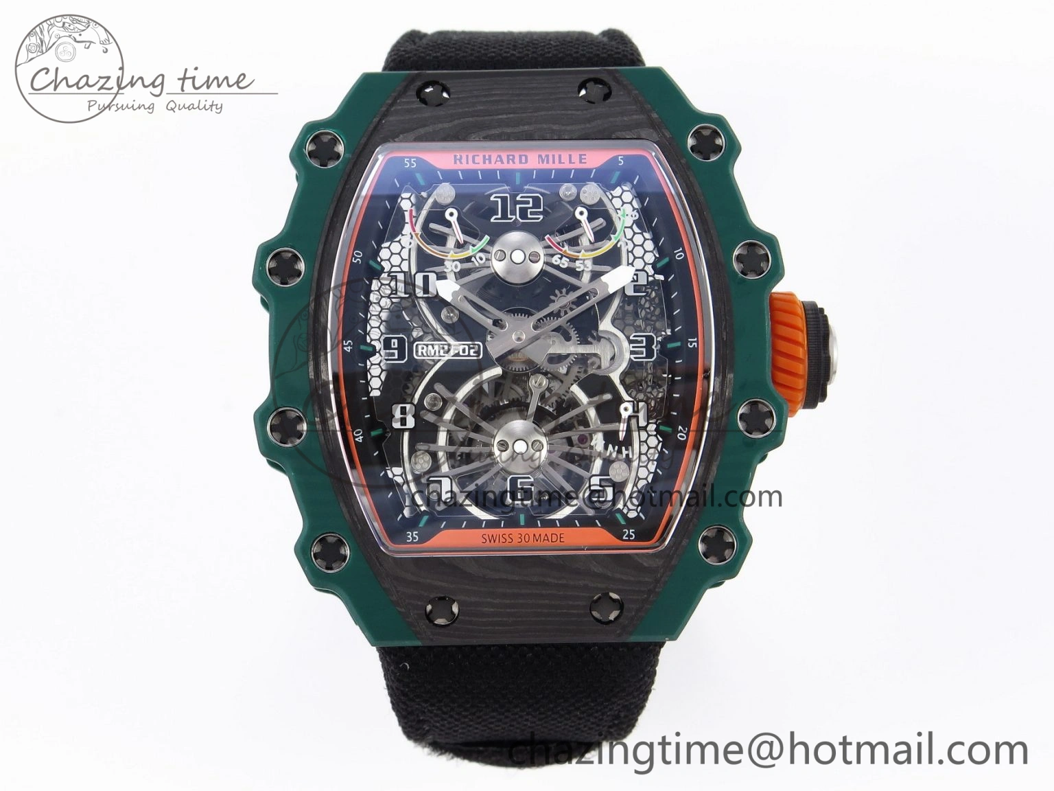 RM21-02 Tourbillon NTPT RMF Best Edition Skeleton Dial on Black Nylon Strap ZipUp 9335