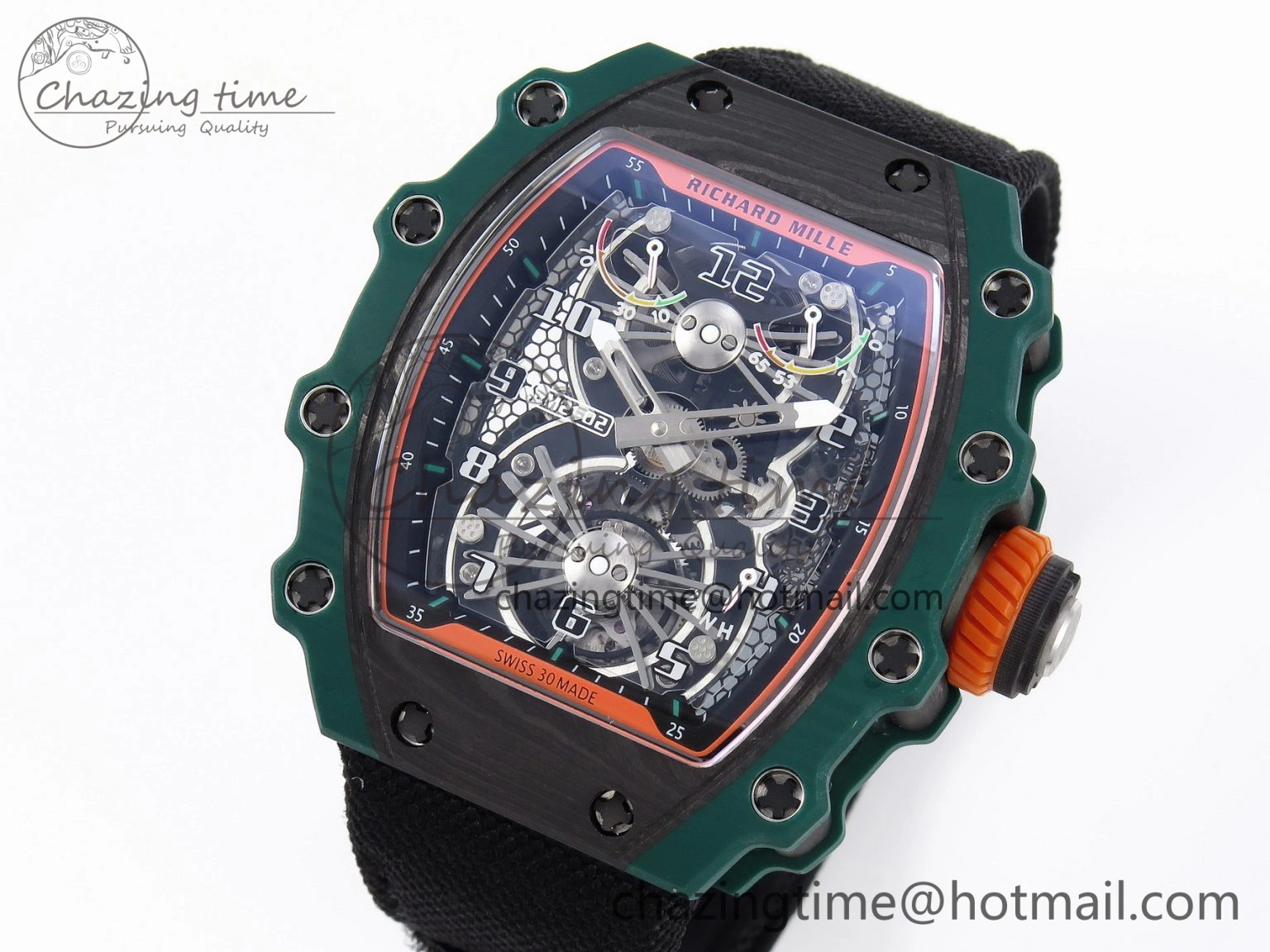 RM21-02 Tourbillon NTPT RMF Best Edition Skeleton Dial on Black Nylon Strap ZipUp 9335