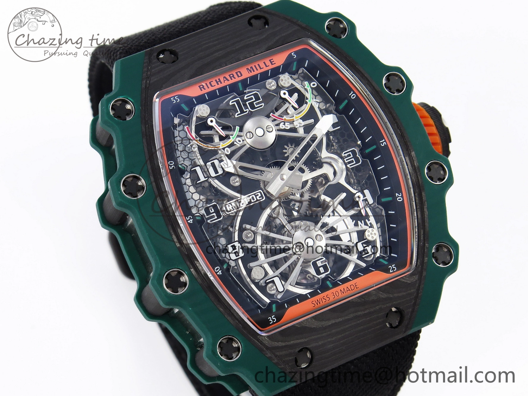 RM21-02 Tourbillon NTPT RMF Best Edition Skeleton Dial on Black Nylon Strap ZipUp 9335