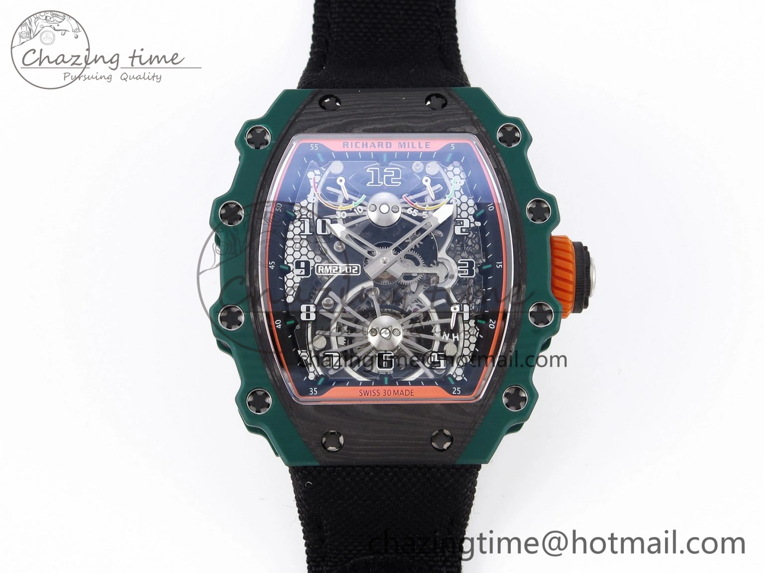 RM21-02 Tourbillon NTPT RMF Best Edition Skeleton Dial on Black Nylon Strap ZipUp 9335
