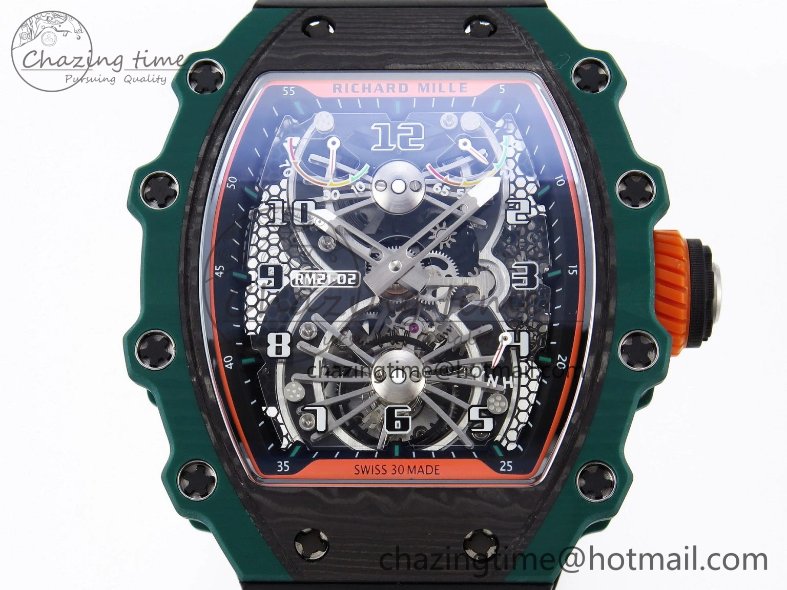 Sophisticated RM21-02 Tourbillon NTPT RMF Best Edition Skeleton Dial on Black Rubber Strap 9337