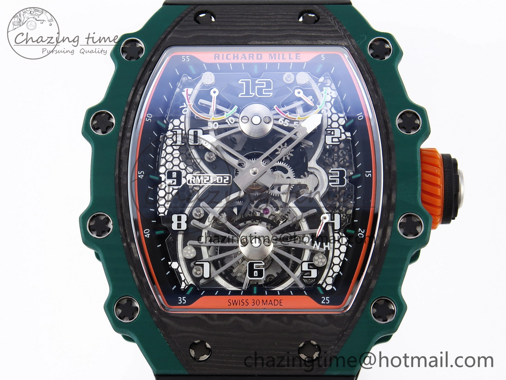 Sophisticated RM21-02 Tourbillon NTPT RMF Best Edition Skeleton Dial on Black Rubber Strap 9337