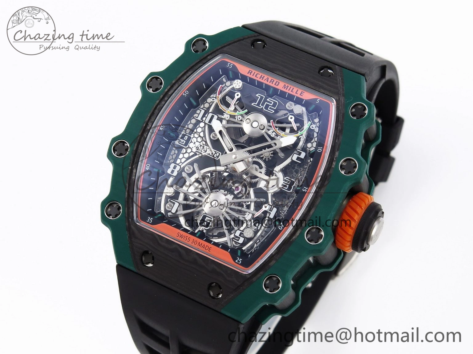 Sophisticated RM21-02 Tourbillon NTPT RMF Best Edition Skeleton Dial on Black Rubber Strap 9337
