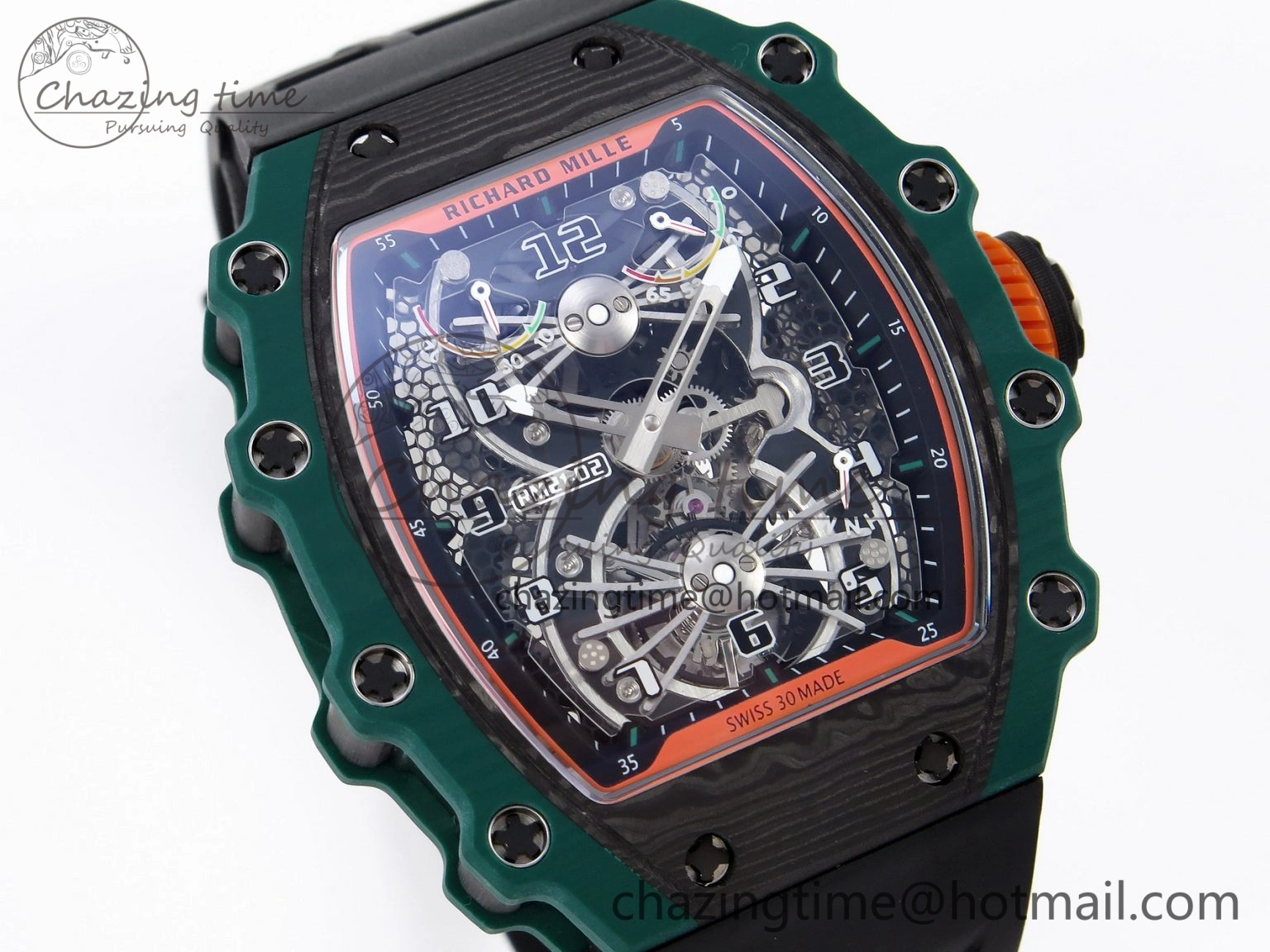 Sophisticated RM21-02 Tourbillon NTPT RMF Best Edition Skeleton Dial on Black Rubber Strap 9337