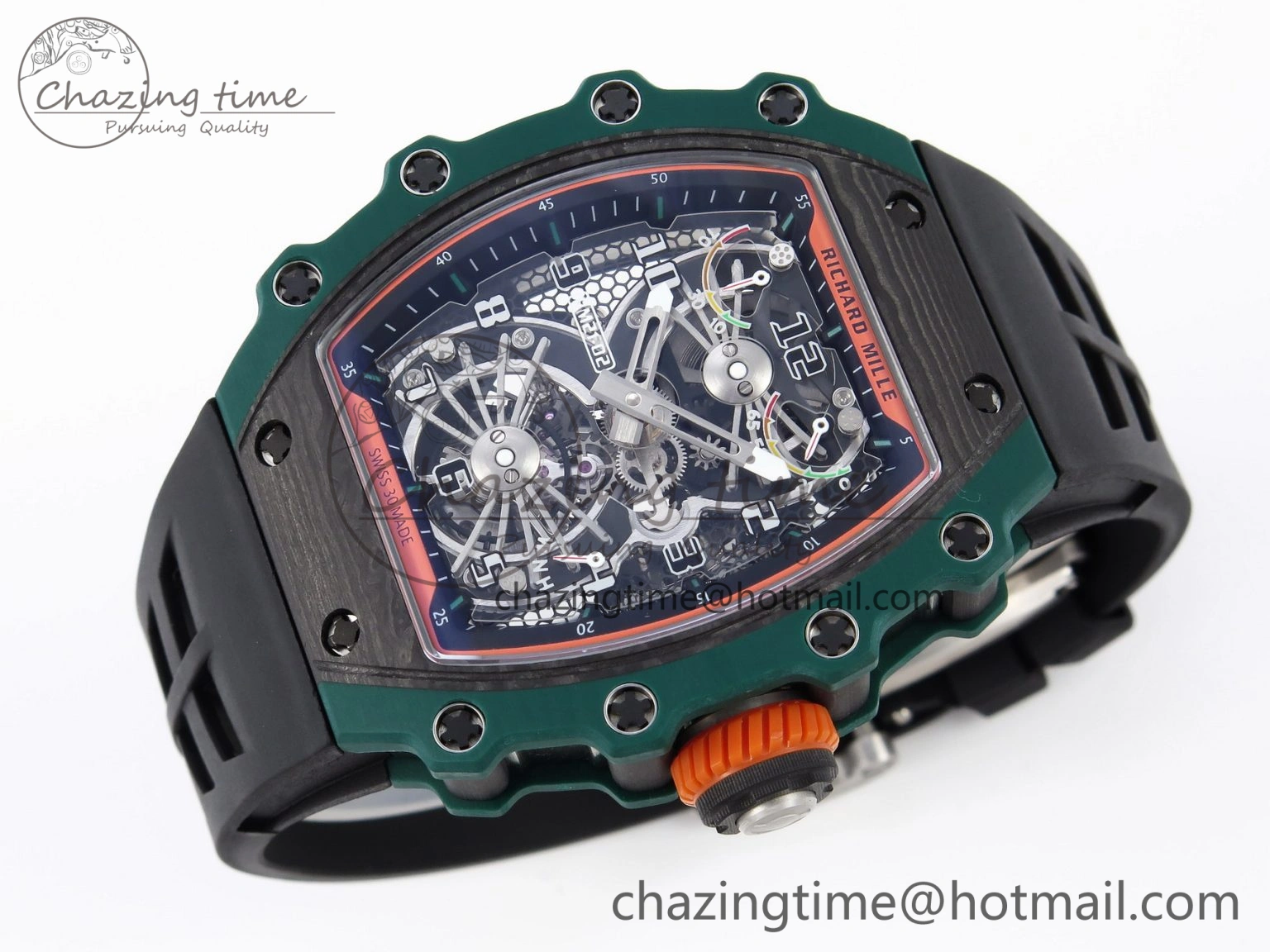 Sophisticated RM21-02 Tourbillon NTPT RMF Best Edition Skeleton Dial on Black Rubber Strap 9337