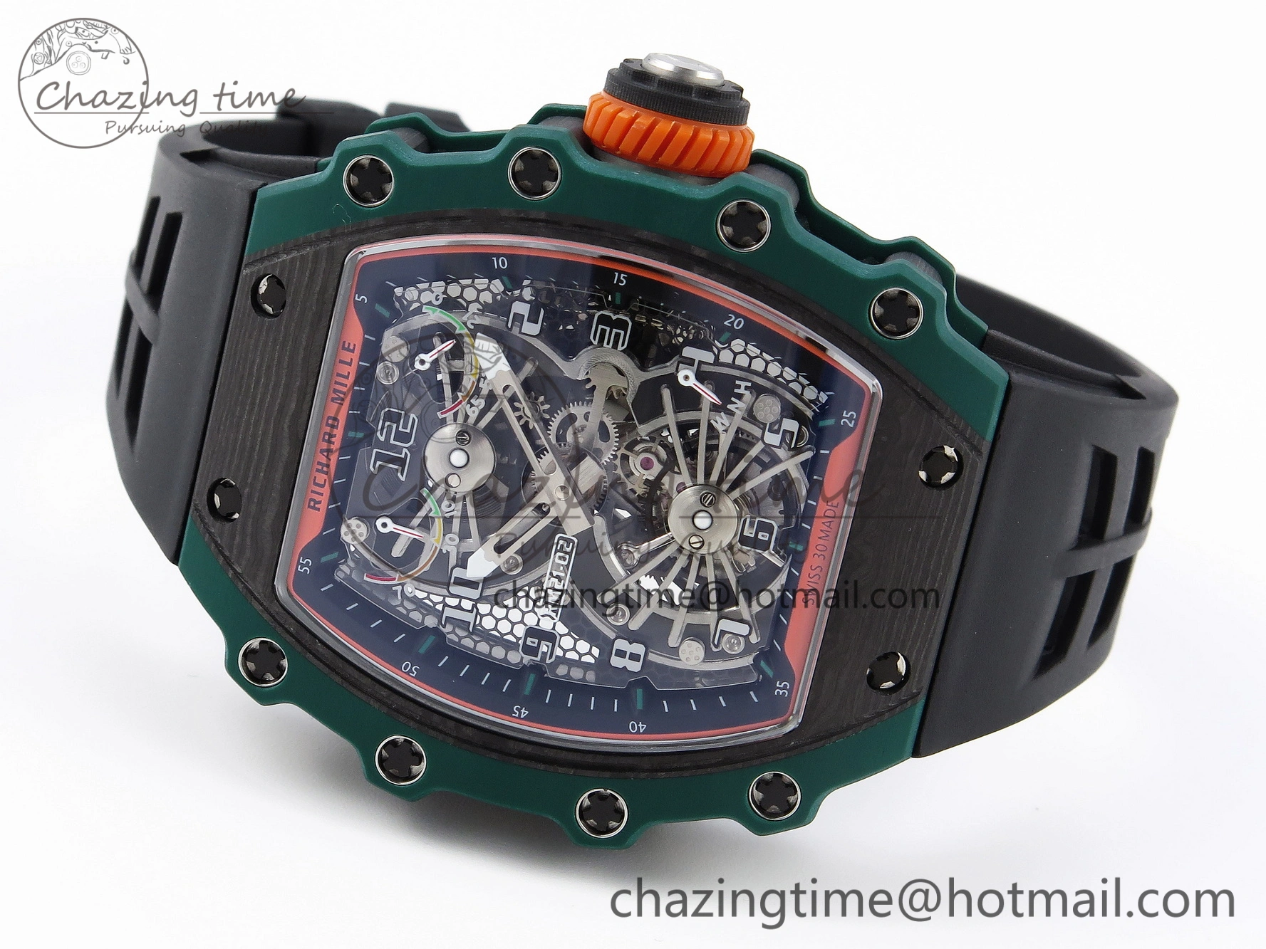 Sophisticated RM21-02 Tourbillon NTPT RMF Best Edition Skeleton Dial on Black Rubber Strap 9337