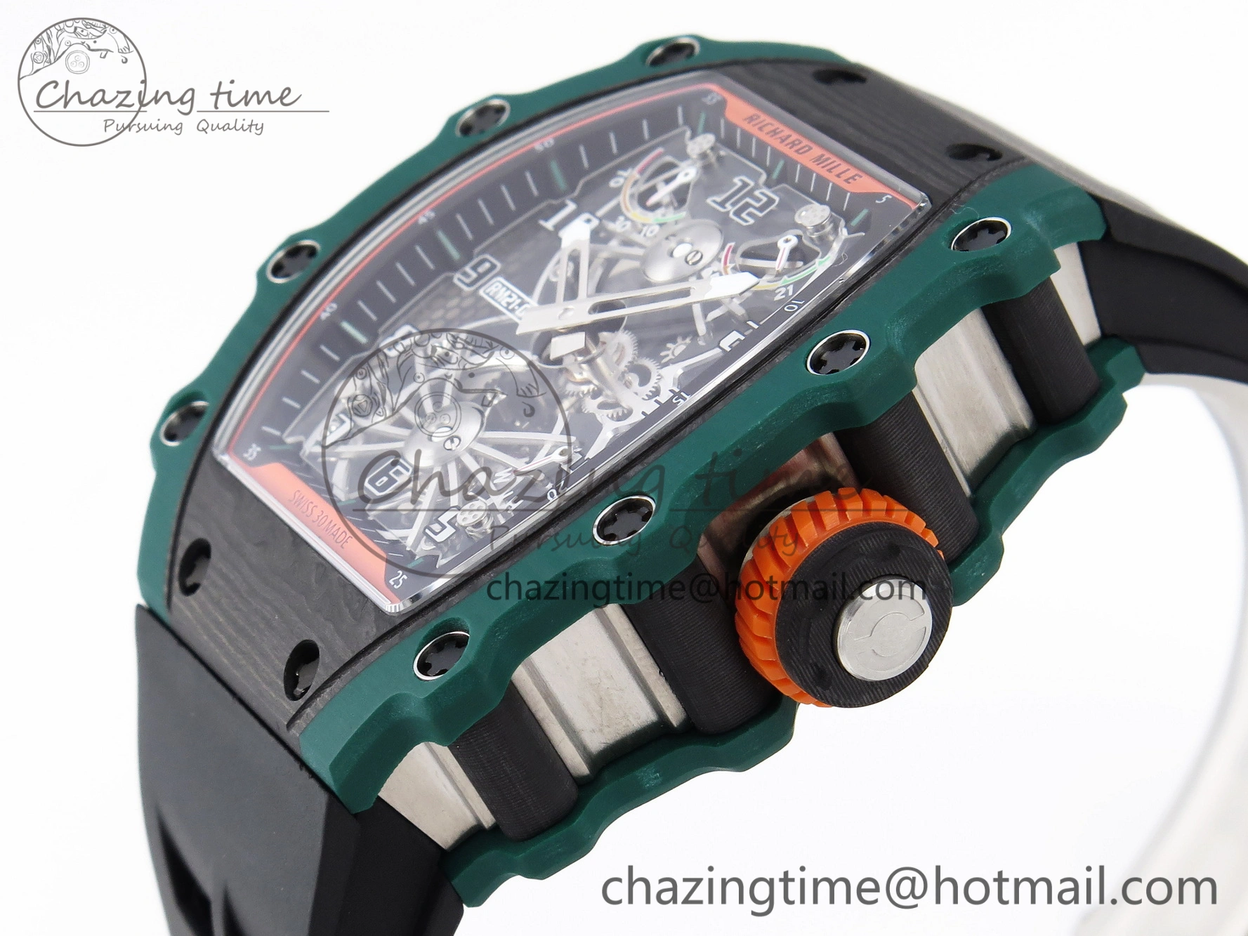 Sophisticated RM21-02 Tourbillon NTPT RMF Best Edition Skeleton Dial on Black Rubber Strap 9337