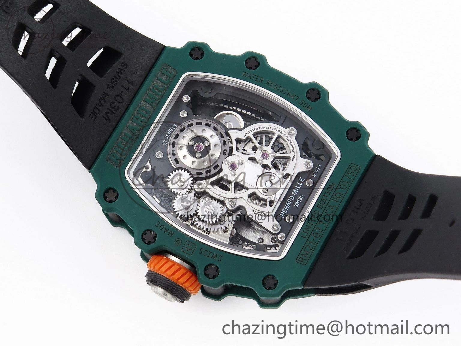 Sophisticated RM21-02 Tourbillon NTPT RMF Best Edition Skeleton Dial on Black Rubber Strap 9337