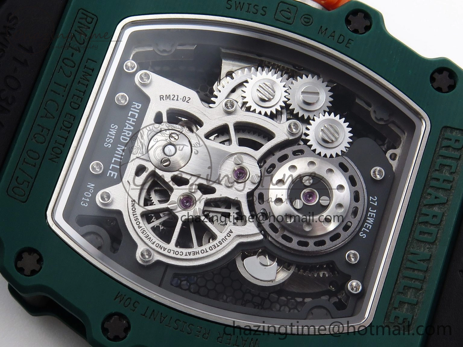 Sophisticated RM21-02 Tourbillon NTPT RMF Best Edition Skeleton Dial on Black Rubber Strap 9337