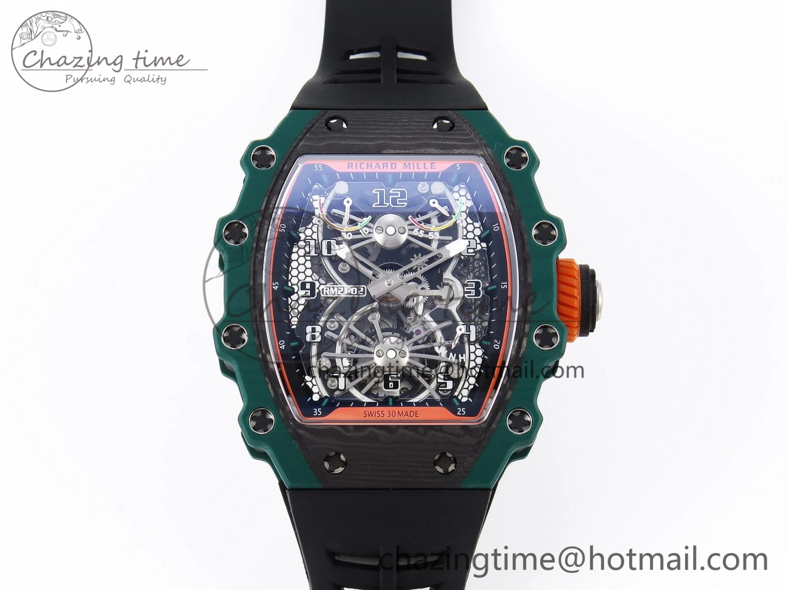 Sophisticated RM21-02 Tourbillon NTPT RMF Best Edition Skeleton Dial on Black Rubber Strap 9337
