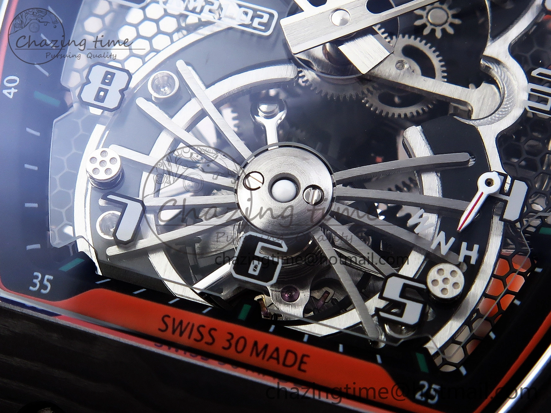 RM21-02 Tourbillon NTPT RMF Best Edition Skeleton Dial on Orange Nylon Strap Durable 9336