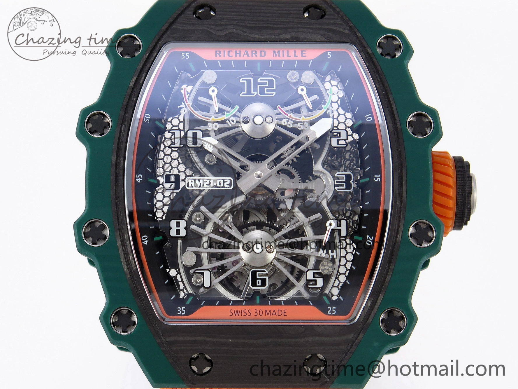 RM21-02 Tourbillon NTPT RMF Best Edition Skeleton Dial on Orange Nylon Strap Durable 9336