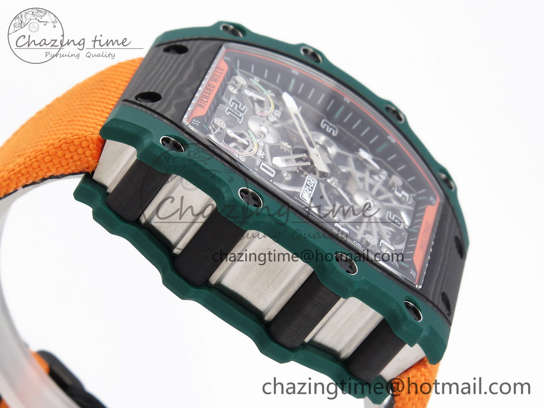RM21-02 Tourbillon NTPT RMF Best Edition Skeleton Dial on Orange Nylon Strap Durable 9336