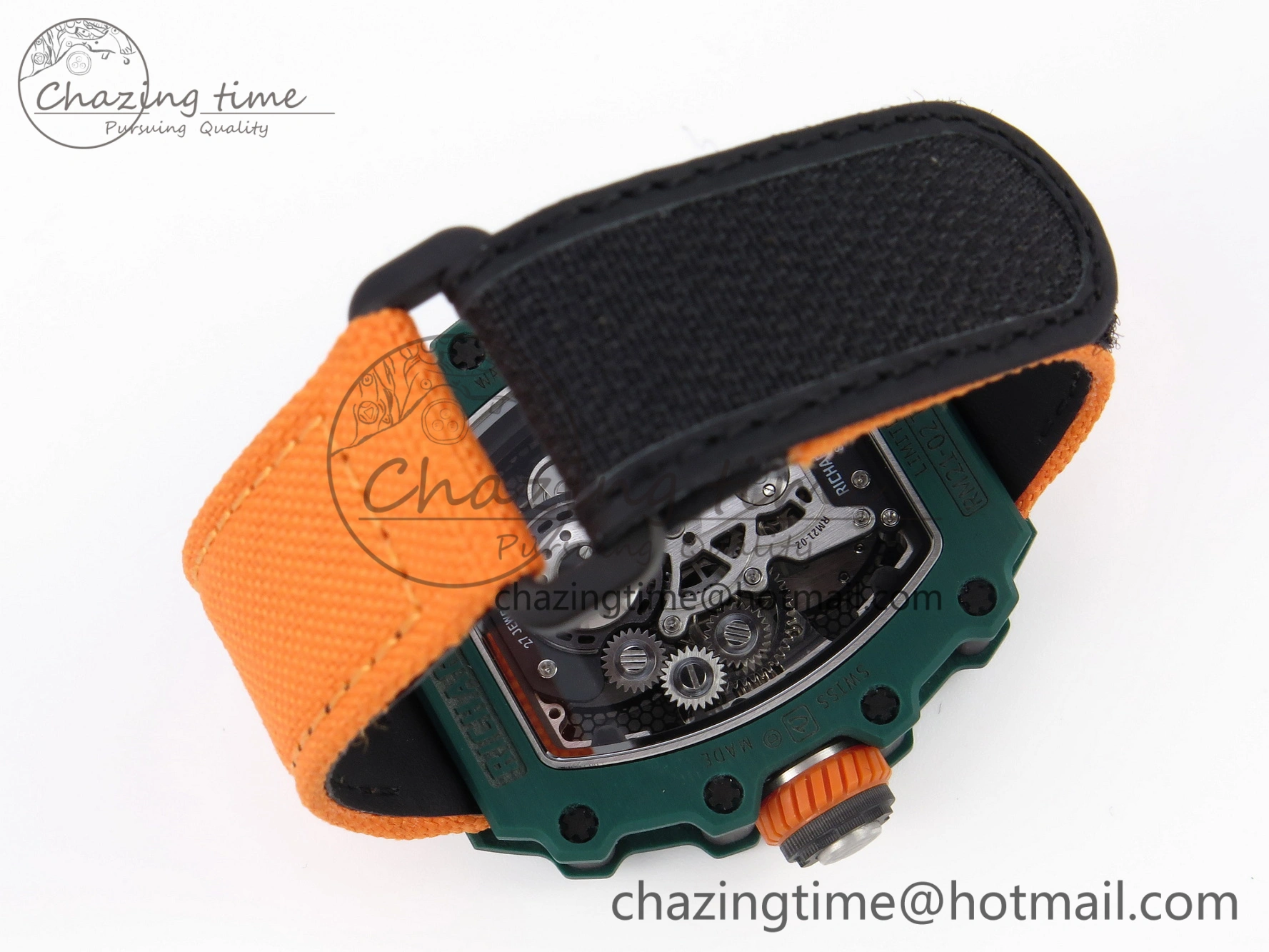 RM21-02 Tourbillon NTPT RMF Best Edition Skeleton Dial on Orange Nylon Strap Durable 9336