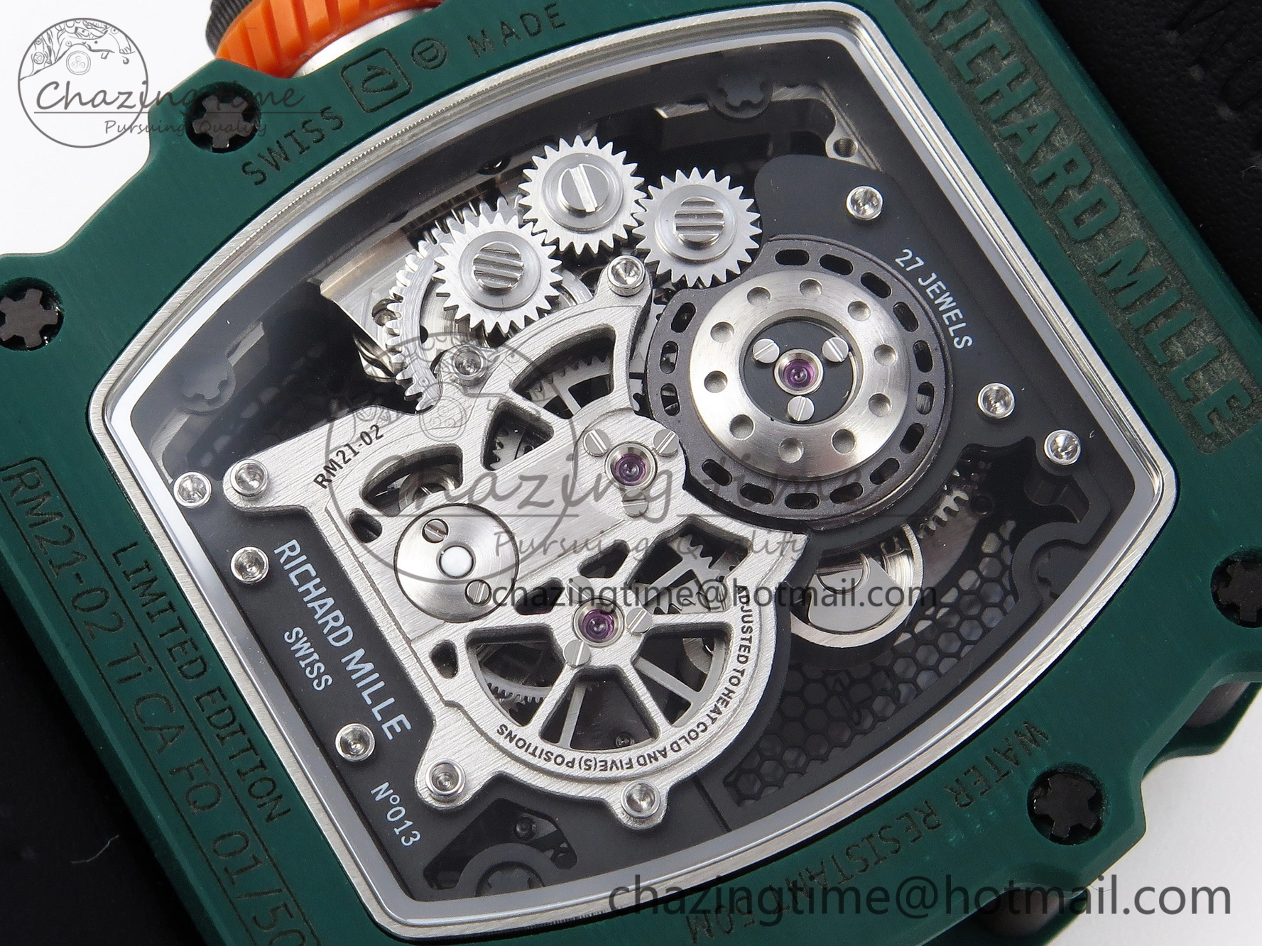 RM21-02 Tourbillon NTPT RMF Best Edition Skeleton Dial on Orange Nylon Strap Durable 9336