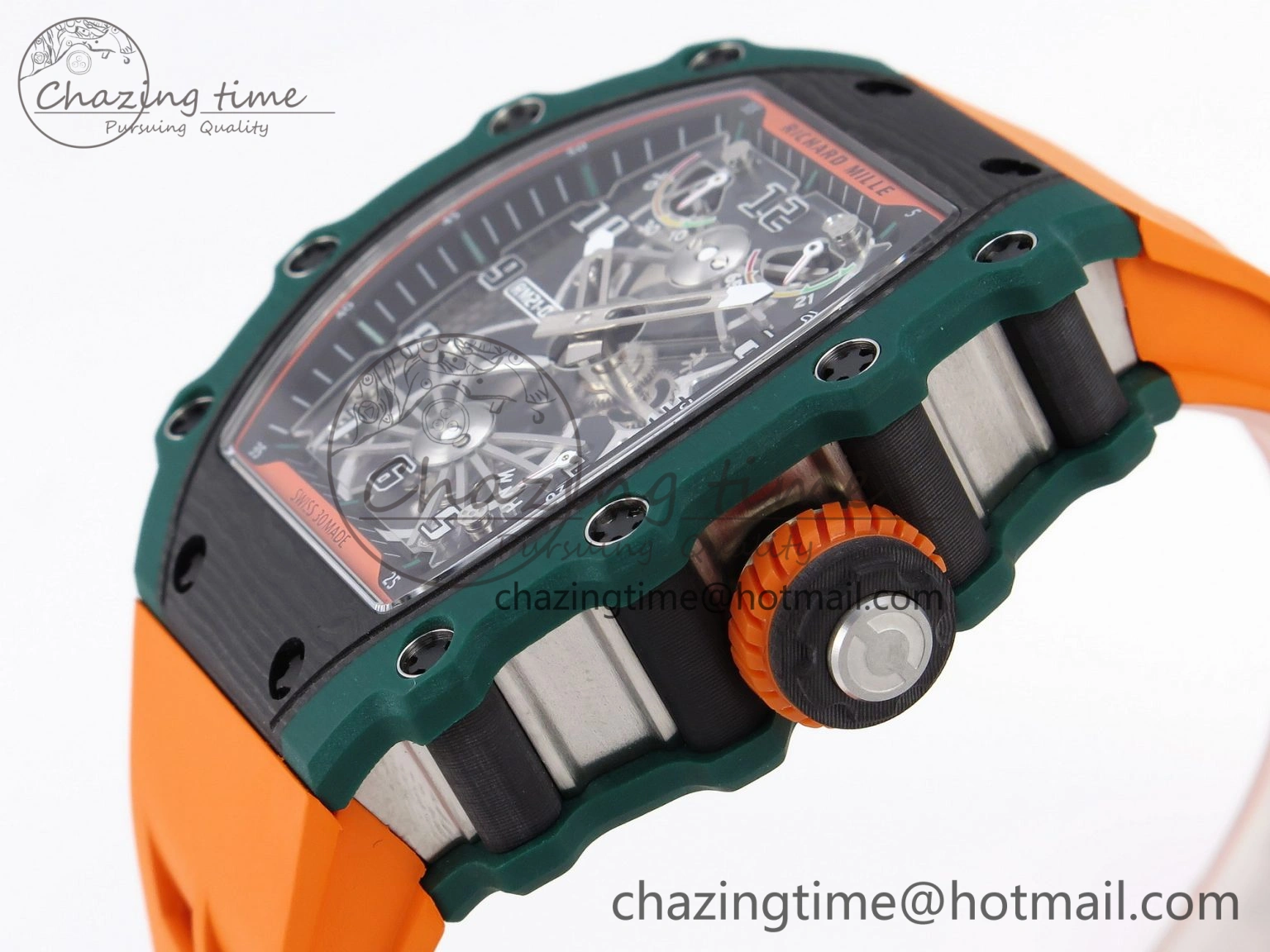 TechFriendly RM21-02 Tourbillon NTPT RMF Best Edition Skeleton Dial on Orange Rubber Strap 9339