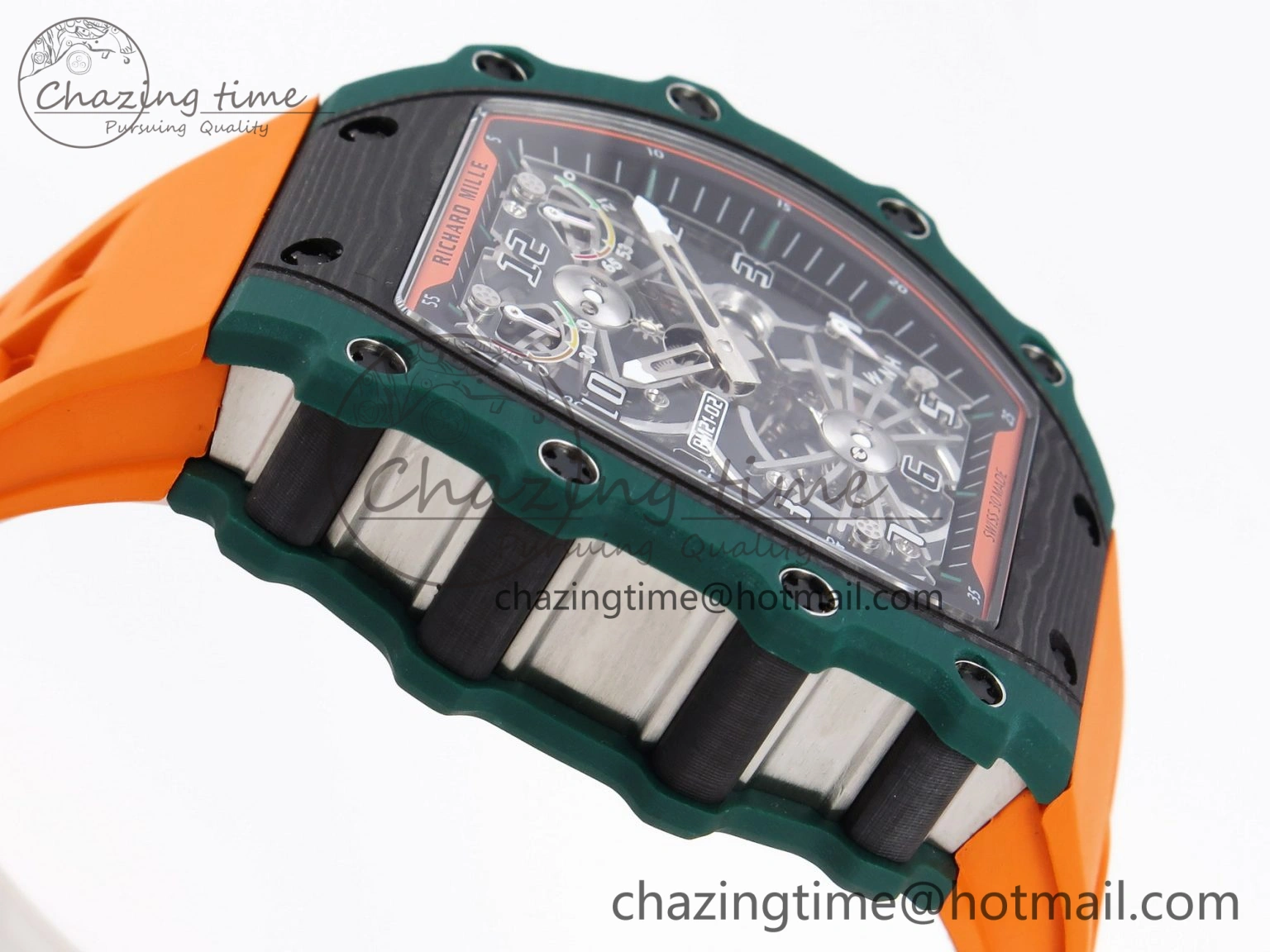TechFriendly RM21-02 Tourbillon NTPT RMF Best Edition Skeleton Dial on Orange Rubber Strap 9339