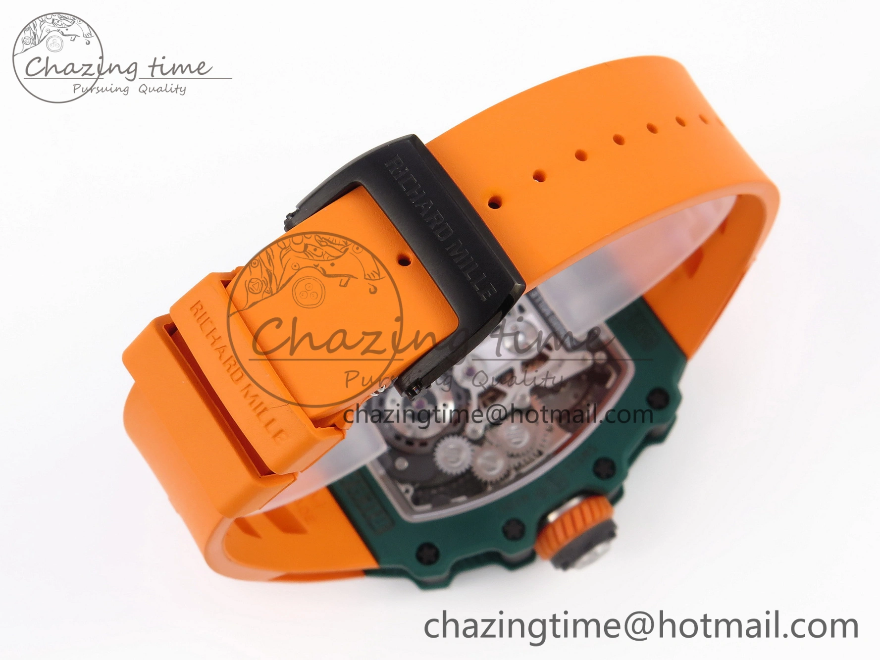 TechFriendly RM21-02 Tourbillon NTPT RMF Best Edition Skeleton Dial on Orange Rubber Strap 9339