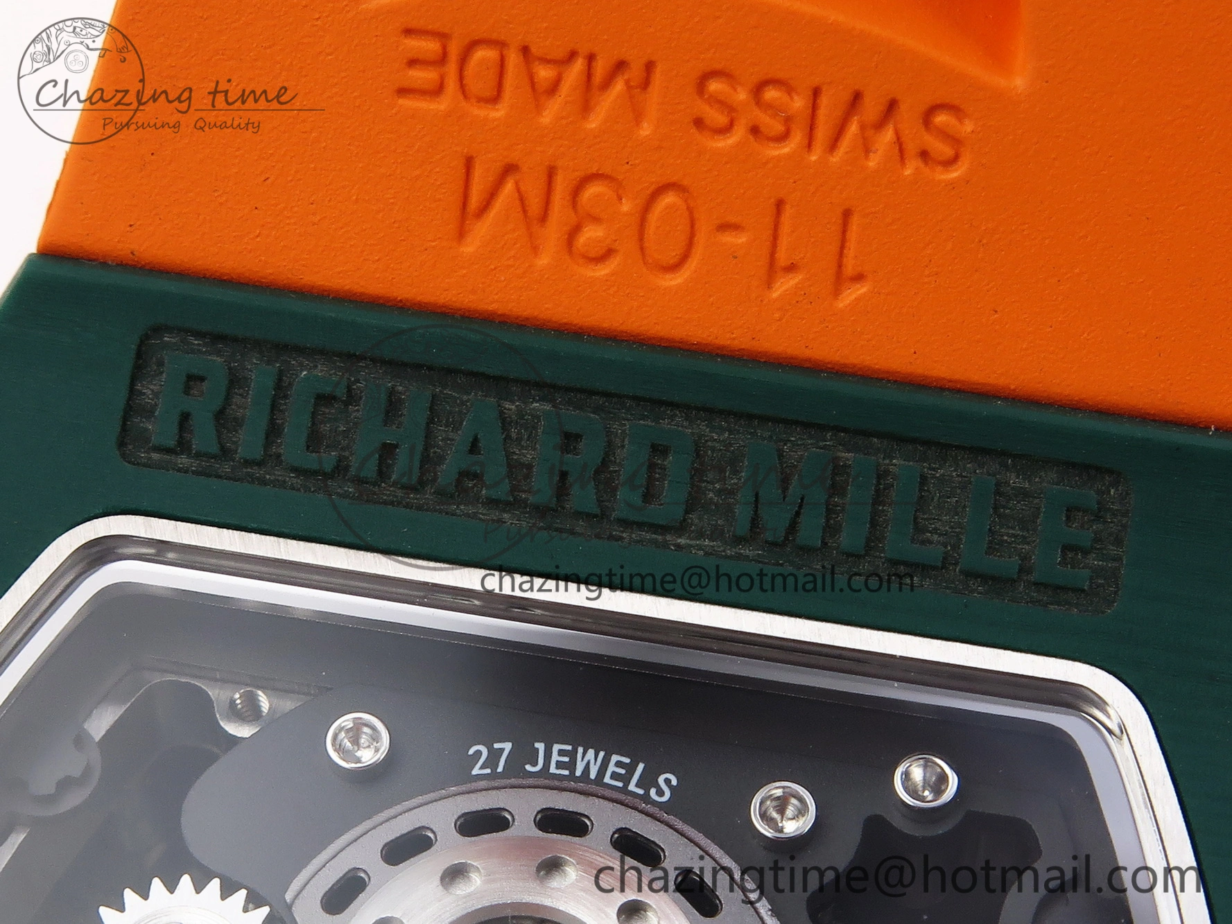 TechFriendly RM21-02 Tourbillon NTPT RMF Best Edition Skeleton Dial on Orange Rubber Strap 9339