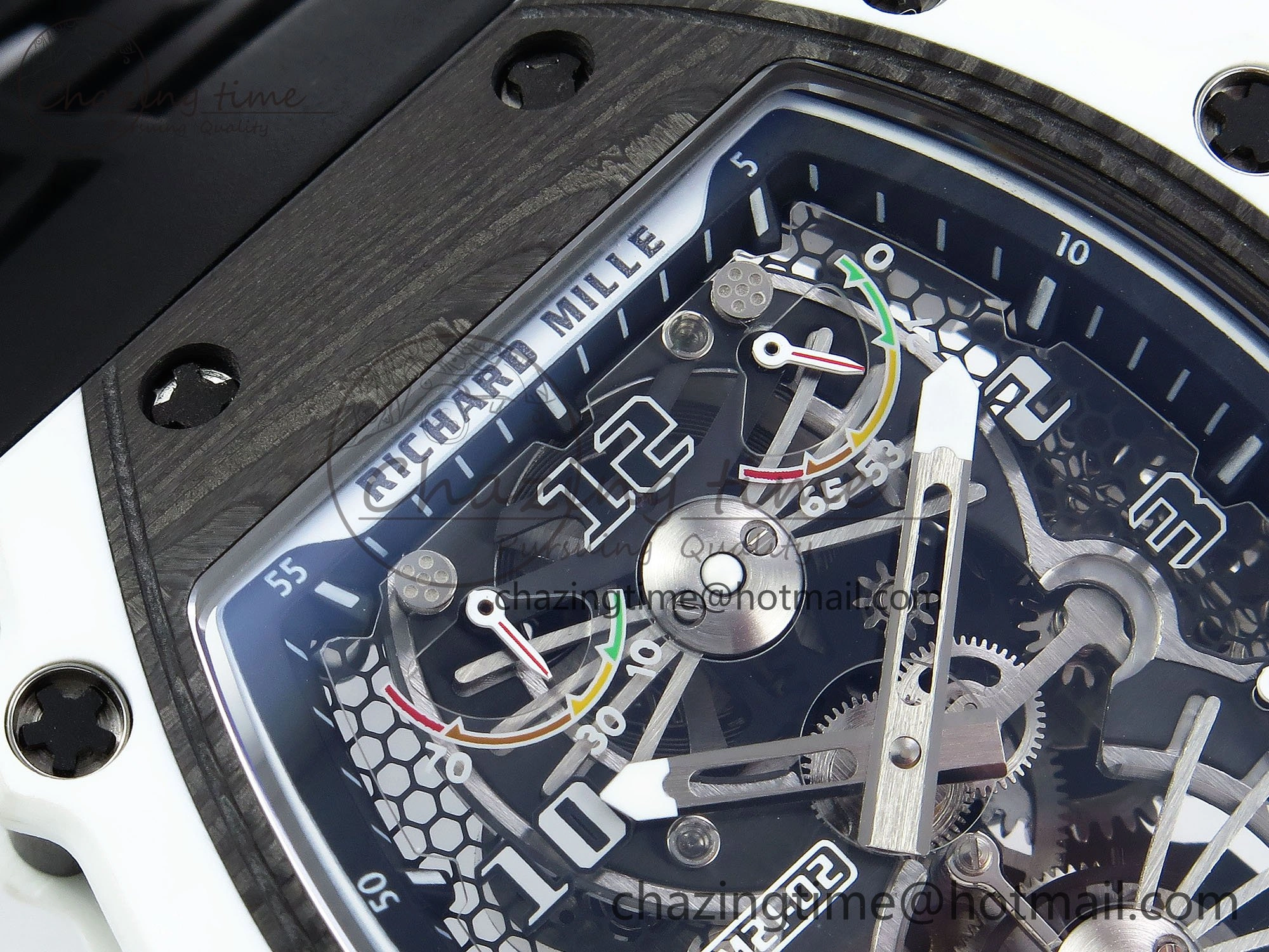 RM21-02 Tourbillon White Quartz Fiber Black Carbon RMF Best Edition on Black Rubber Strap SunProtective 9293