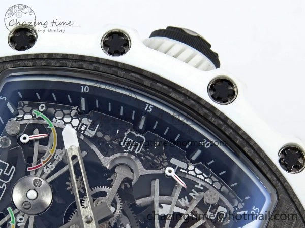 RM21-02 Tourbillon White Quartz Fiber Black Carbon RMF Best Edition on Black Rubber Strap SunProtective 9293