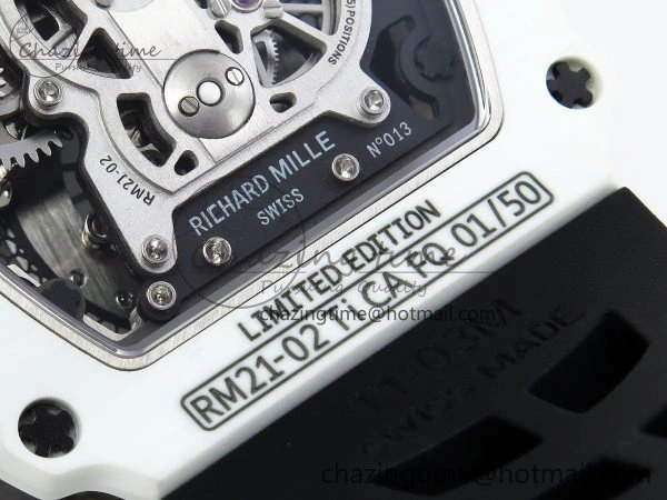 RM21-02 Tourbillon White Quartz Fiber Black Carbon RMF Best Edition on Black Rubber Strap SunProtective 9293