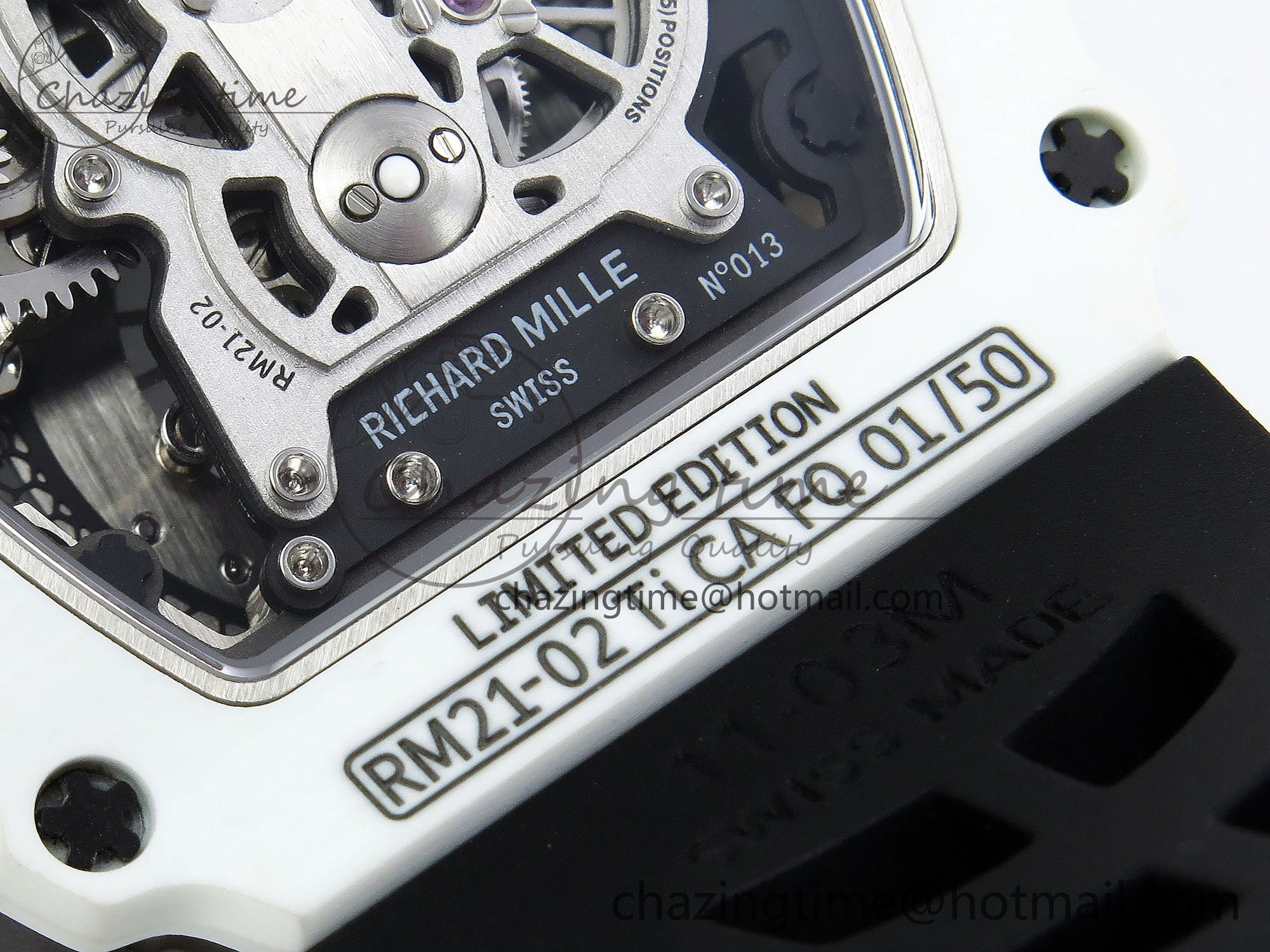 RM21-02 Tourbillon White Quartz Fiber Black Carbon RMF Best Edition on Black Rubber Strap SunProtective 9293