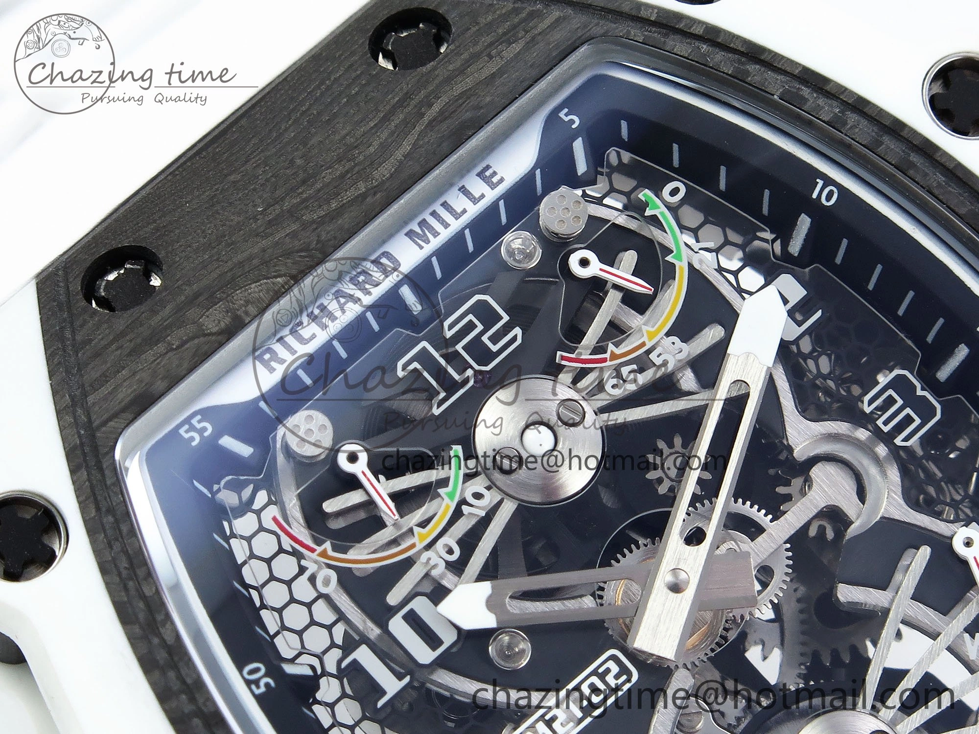 RM21-02 Tourbillon White Quartz Fiber Black Carbon RMF Best Edition on White Rubber Strap Bright 9292