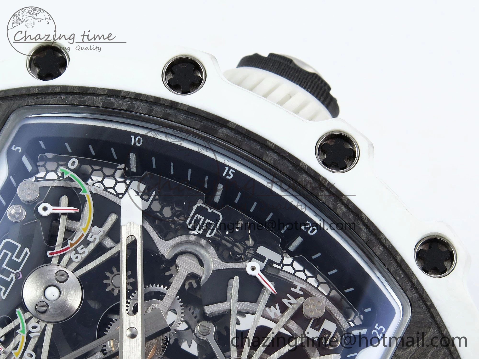 RM21-02 Tourbillon White Quartz Fiber Black Carbon RMF Best Edition on White Rubber Strap Bright 9292